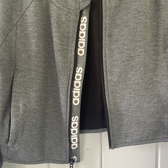 Adidas Women’s Small Gray D2M Full Zip Climalite Track Top Jacket Crop - Picture 7 of 8